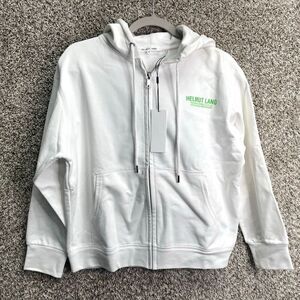 Helmut Lang Hoodie Women’s Medium Limited Edition Logo White Zip Up Sweatshirt J